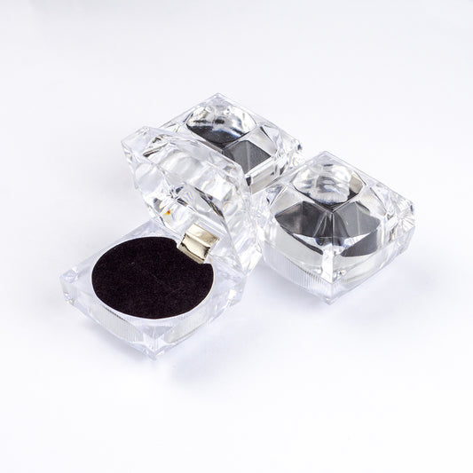 (BZA_00034) Caja de cristal para anillo - Docena