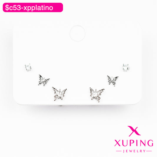 (XPB_02332) Trío de aretes pegados de mariposa