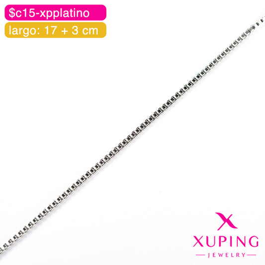 (XPH_00600) Pulsera eslabón de caja 17 cm