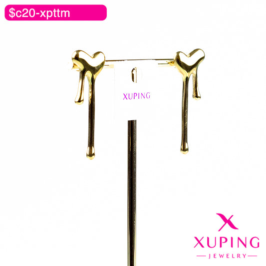 (XPB_02470) Aretes de corazón derretido 14K