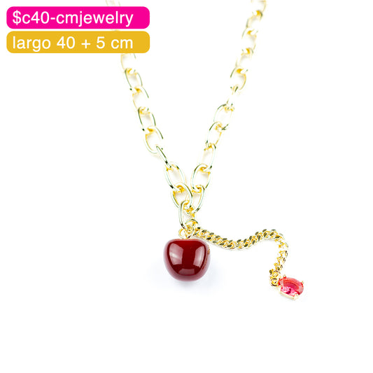 (PFE_00014) Gargantilla de cereza 14K 40 + 5 cm