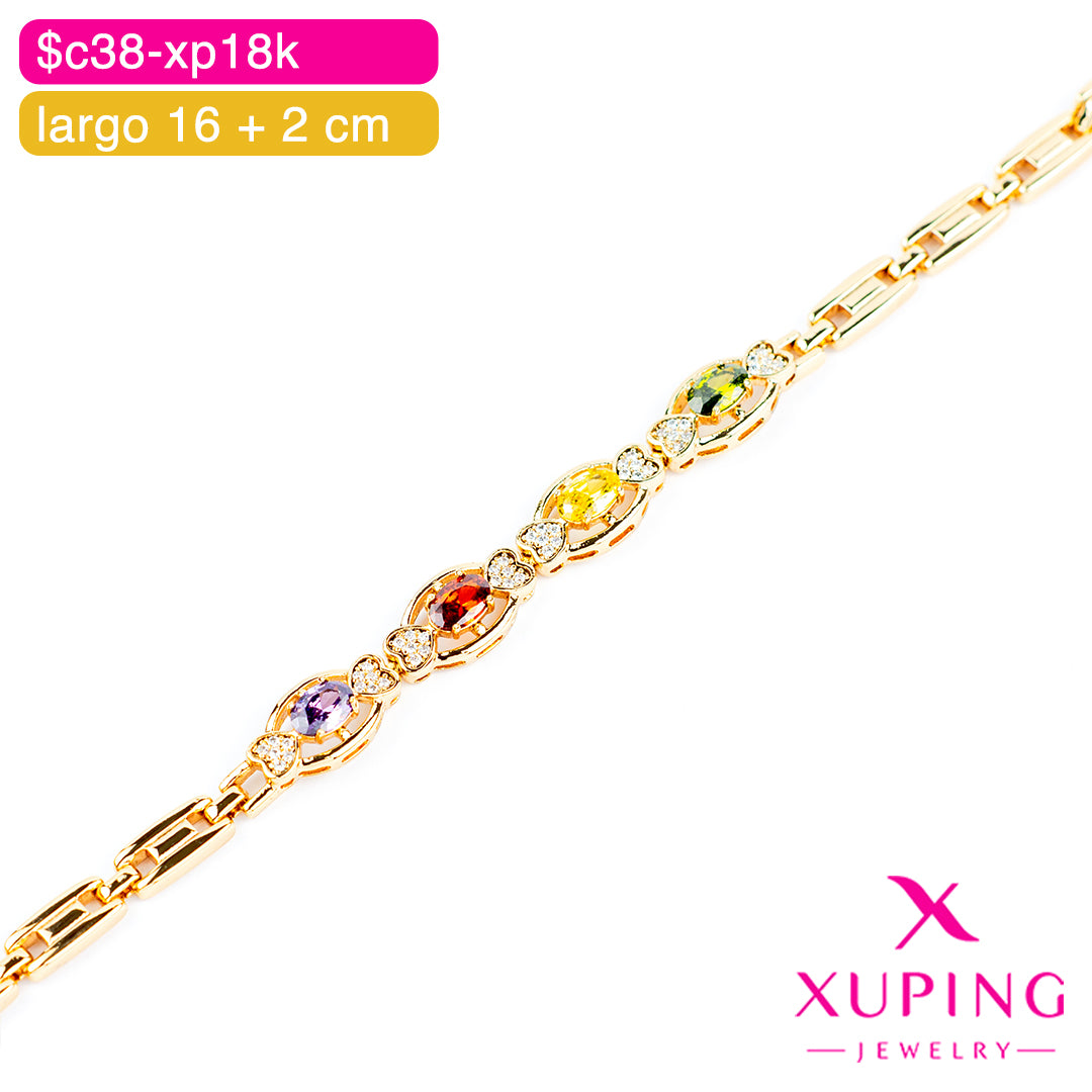 (XPH_00734) Pulsera de corazones 16 + 2 cm