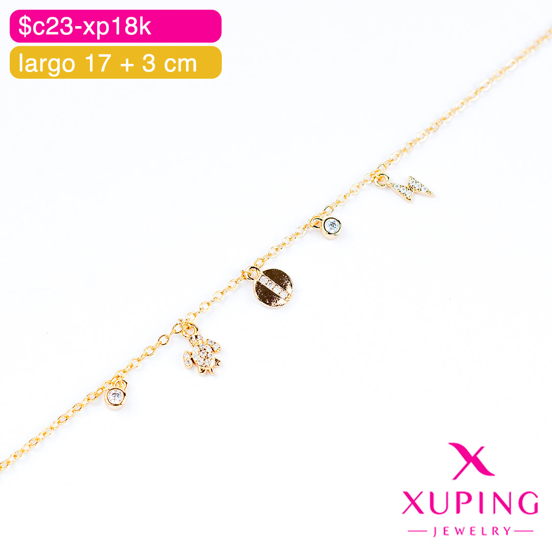 (XPH_00758) Pulsera con colgantes 17 + 3 cm