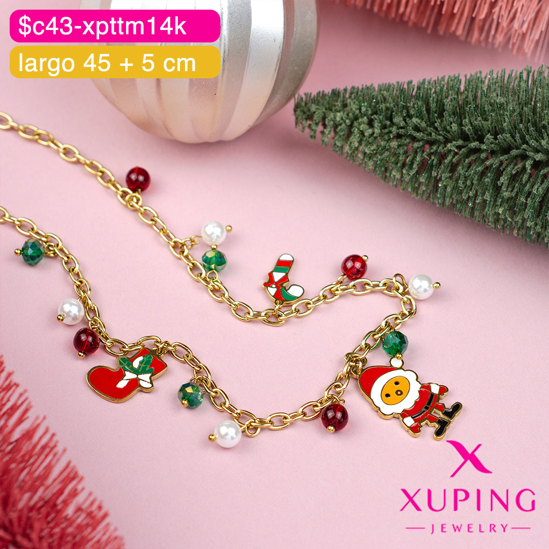 (XPE_00624) Gargantilla navideña 14K - 45 + 5 cm
