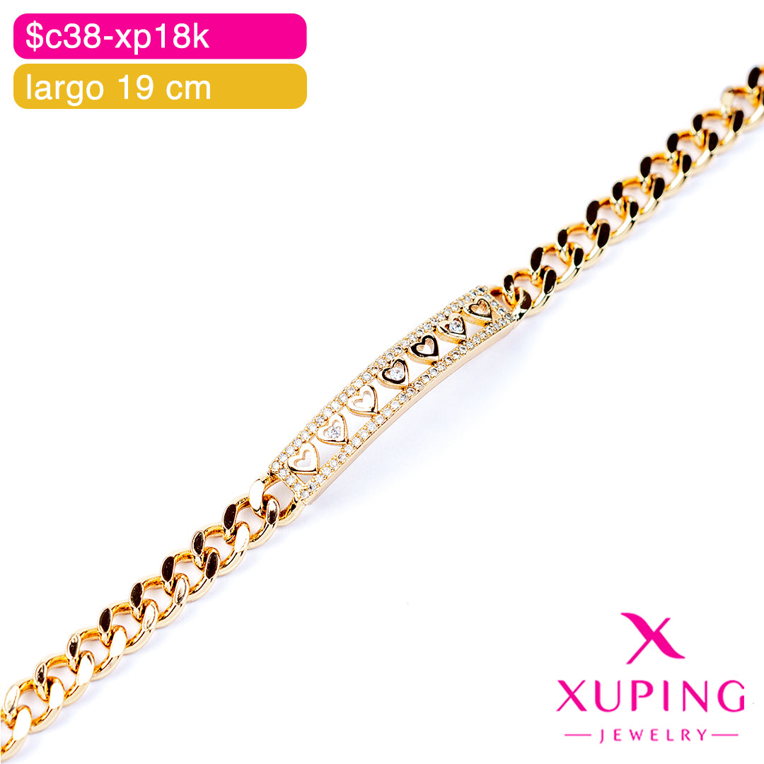 (XPH_00772) Pulsera de corazones 19 cm