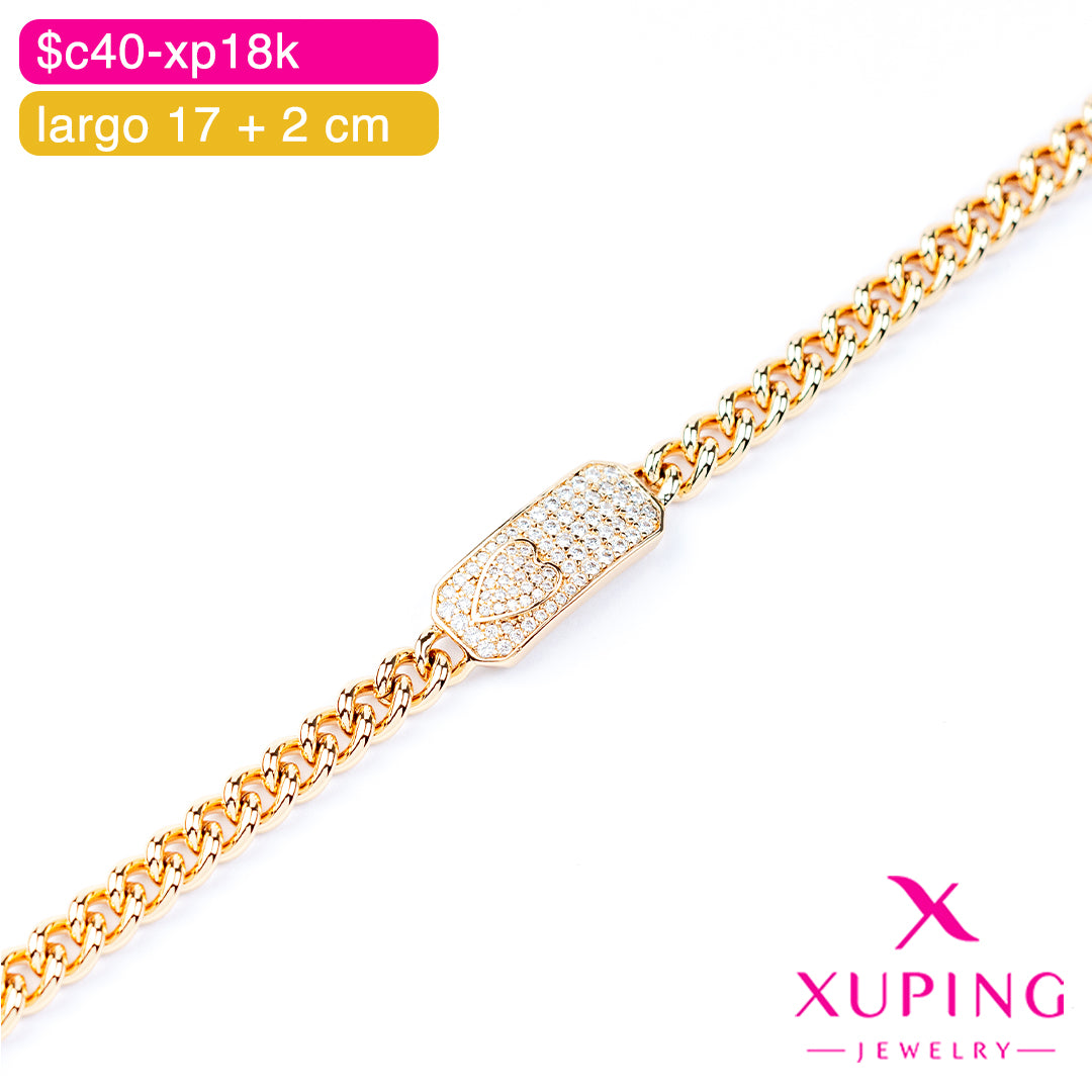(XPH_00773) Pulsera de corazón 17 + 2 cm