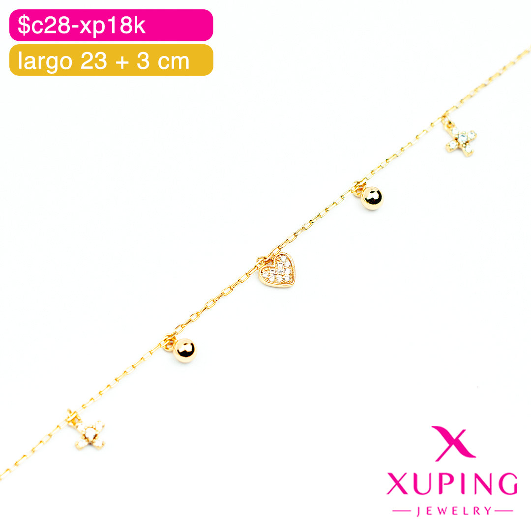 (XPI_00484) Tobillera con dijes 23 cm