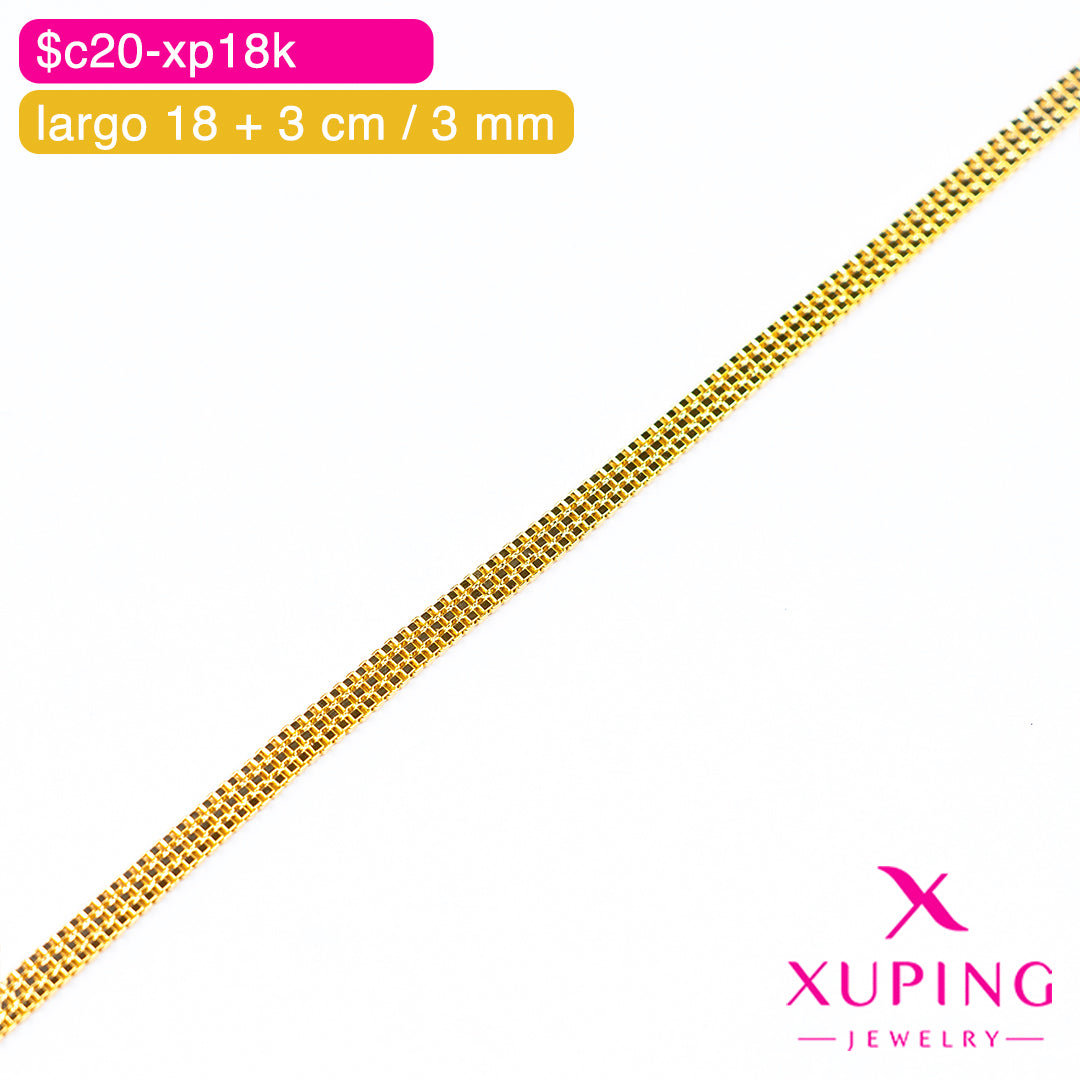 (XPH_00833) Pulsera eslabón bismark 18 + 3 cm / 3 mm