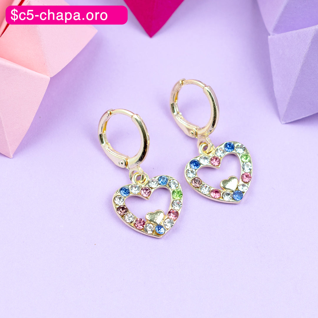 (PFB_00576) Aretes de corazón 14K
