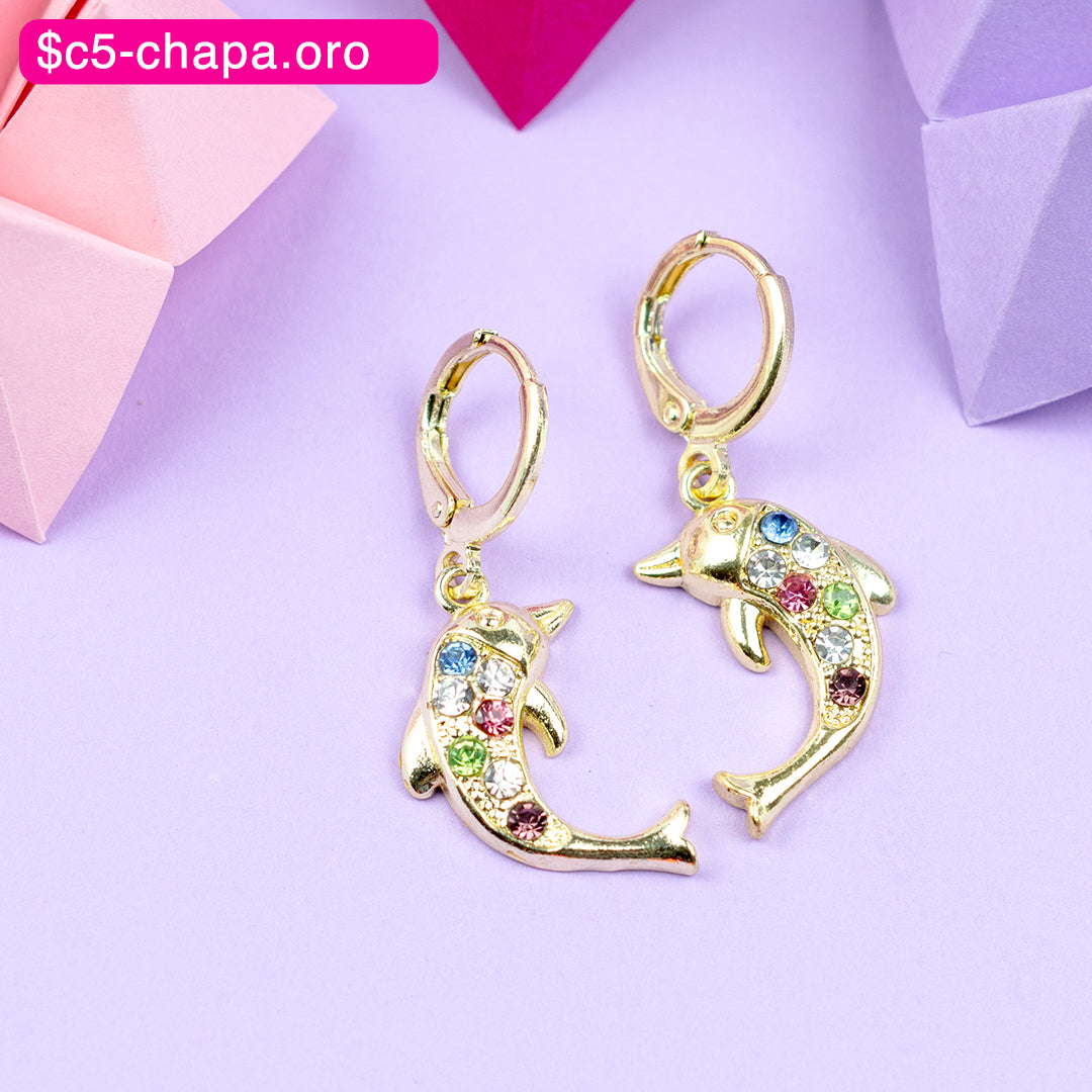 (PFB_00577) Aretes de delfín 14K