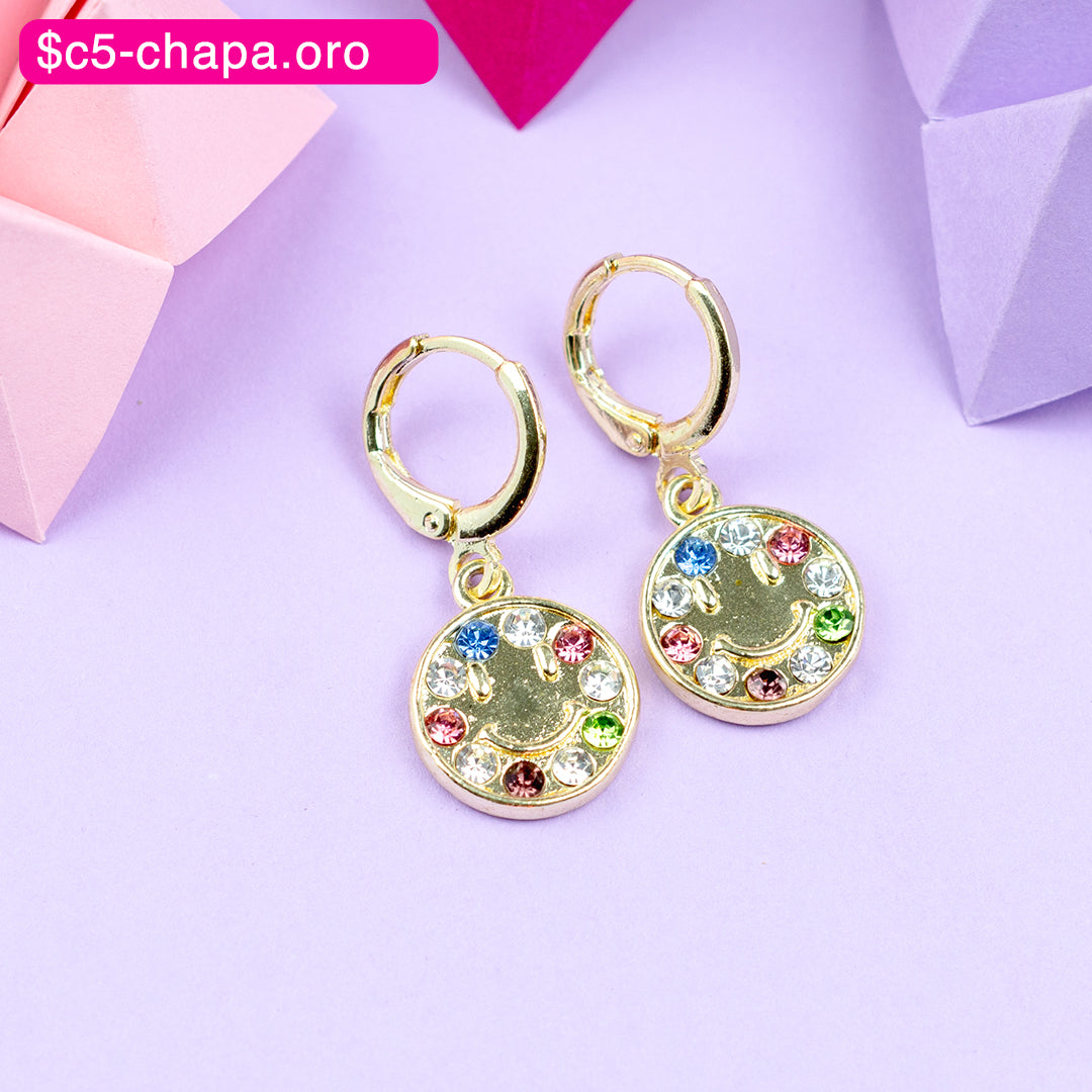 (PFB_00578) Aretes de carita feliz 14K