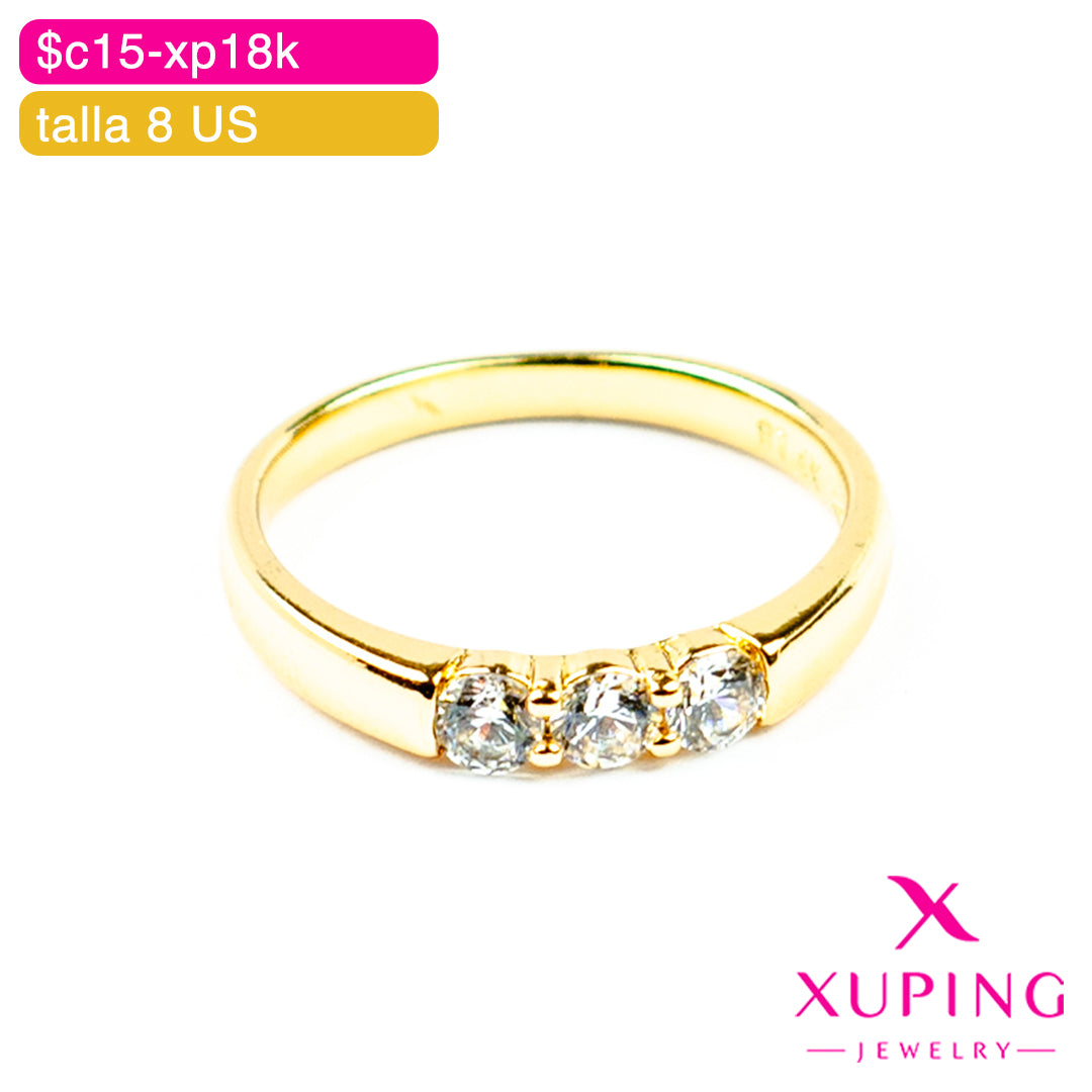 (XPA_01091) Anillo de triple zirconia 8 US