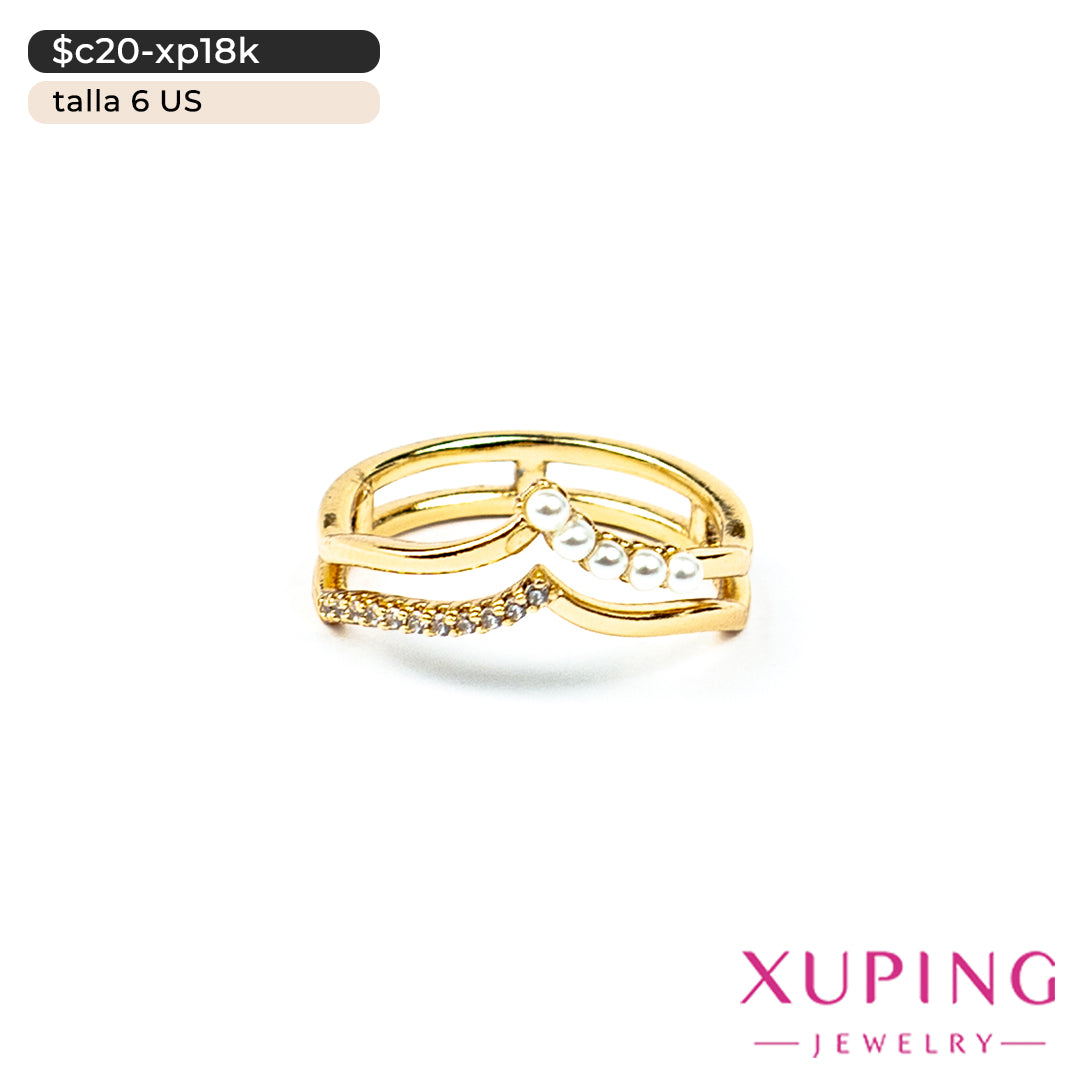 Anillo de corona con perlas | 6 US