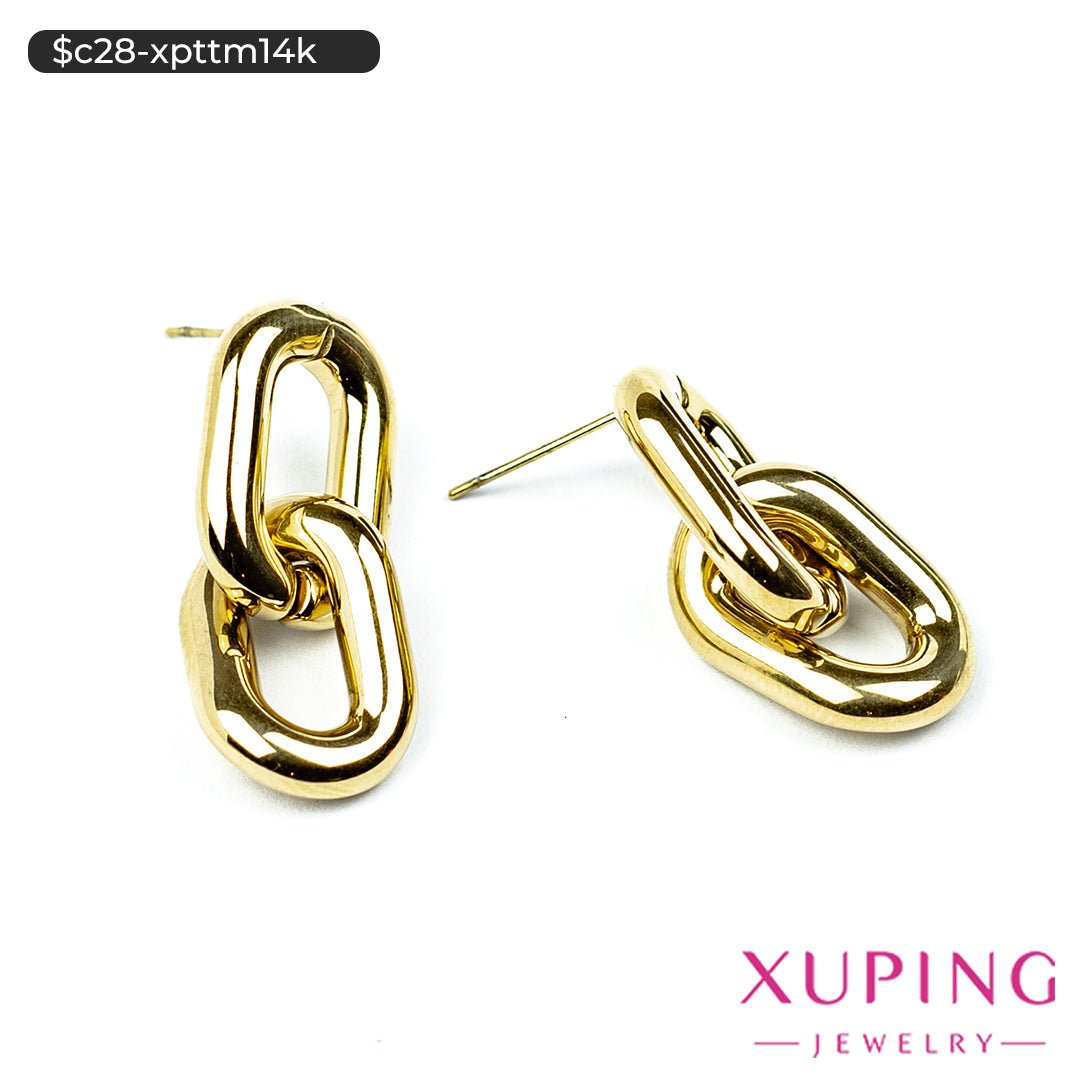 Aretes de eslabones en 14K