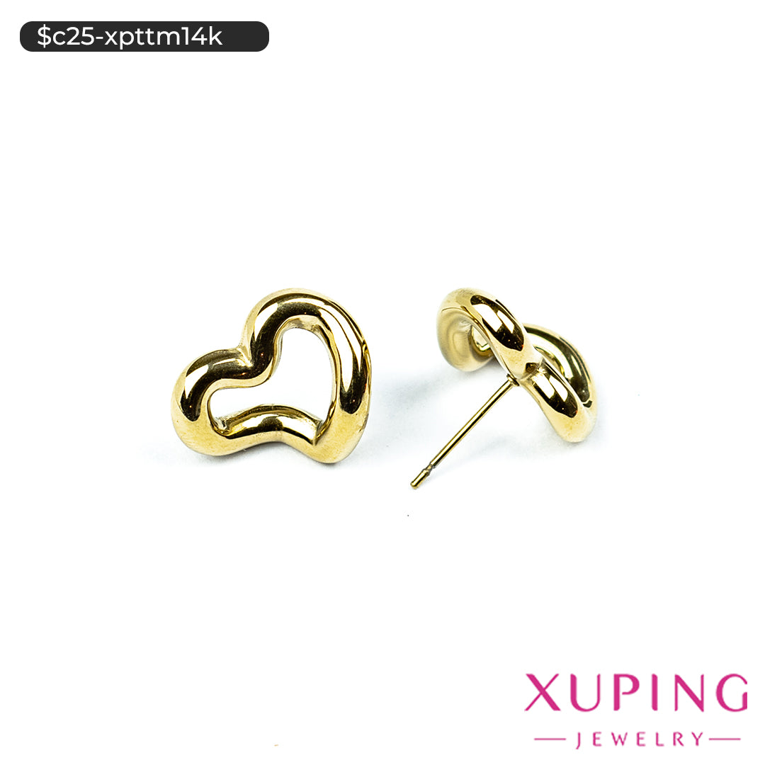 Aretes de corazón en 14K