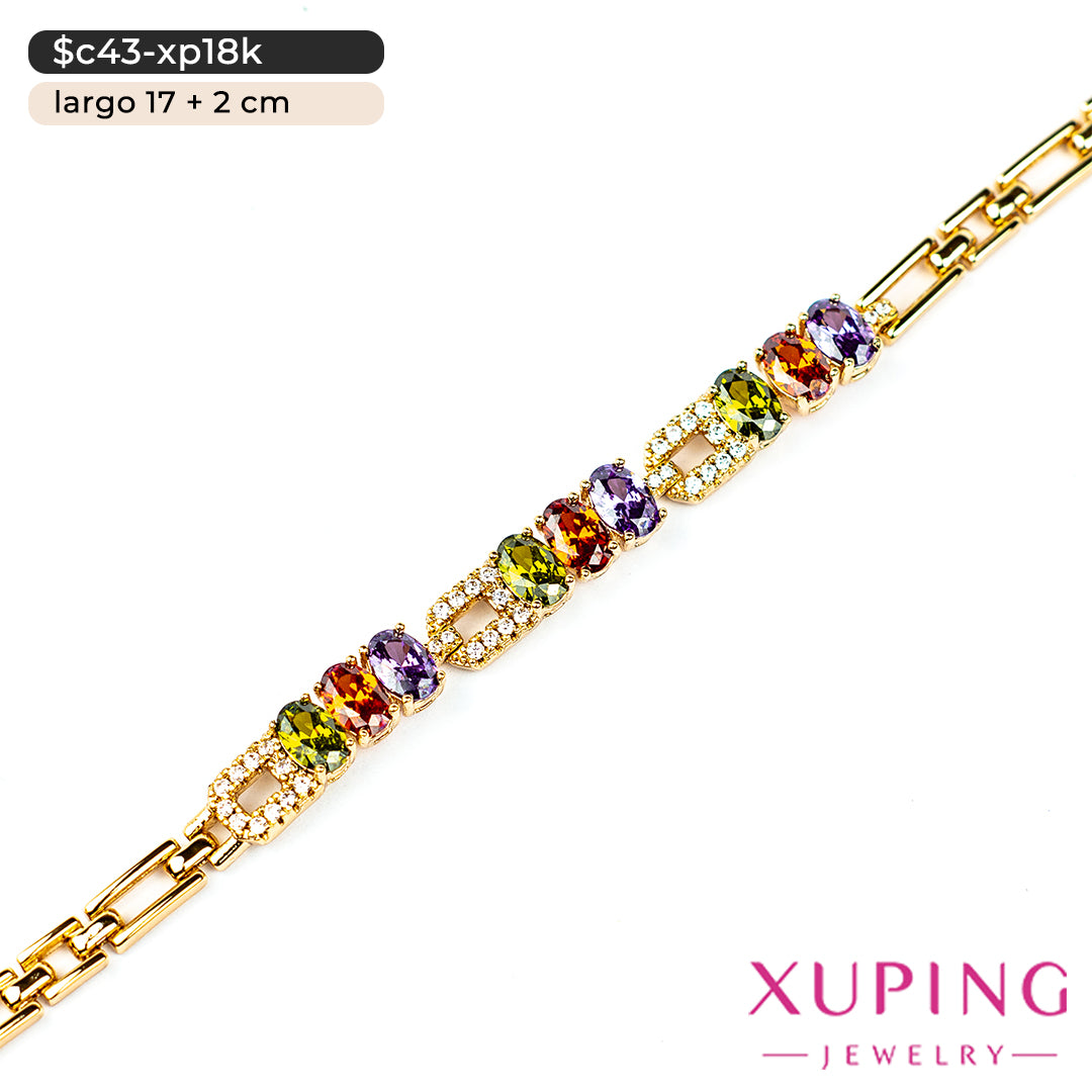Pulsera con triple zirconia | 17 cm