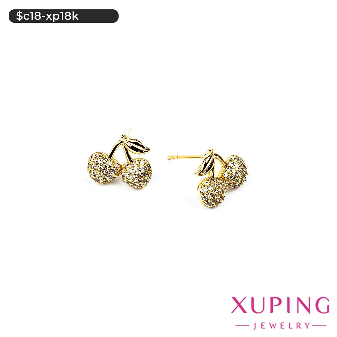 Aretes pegados de cerezas
