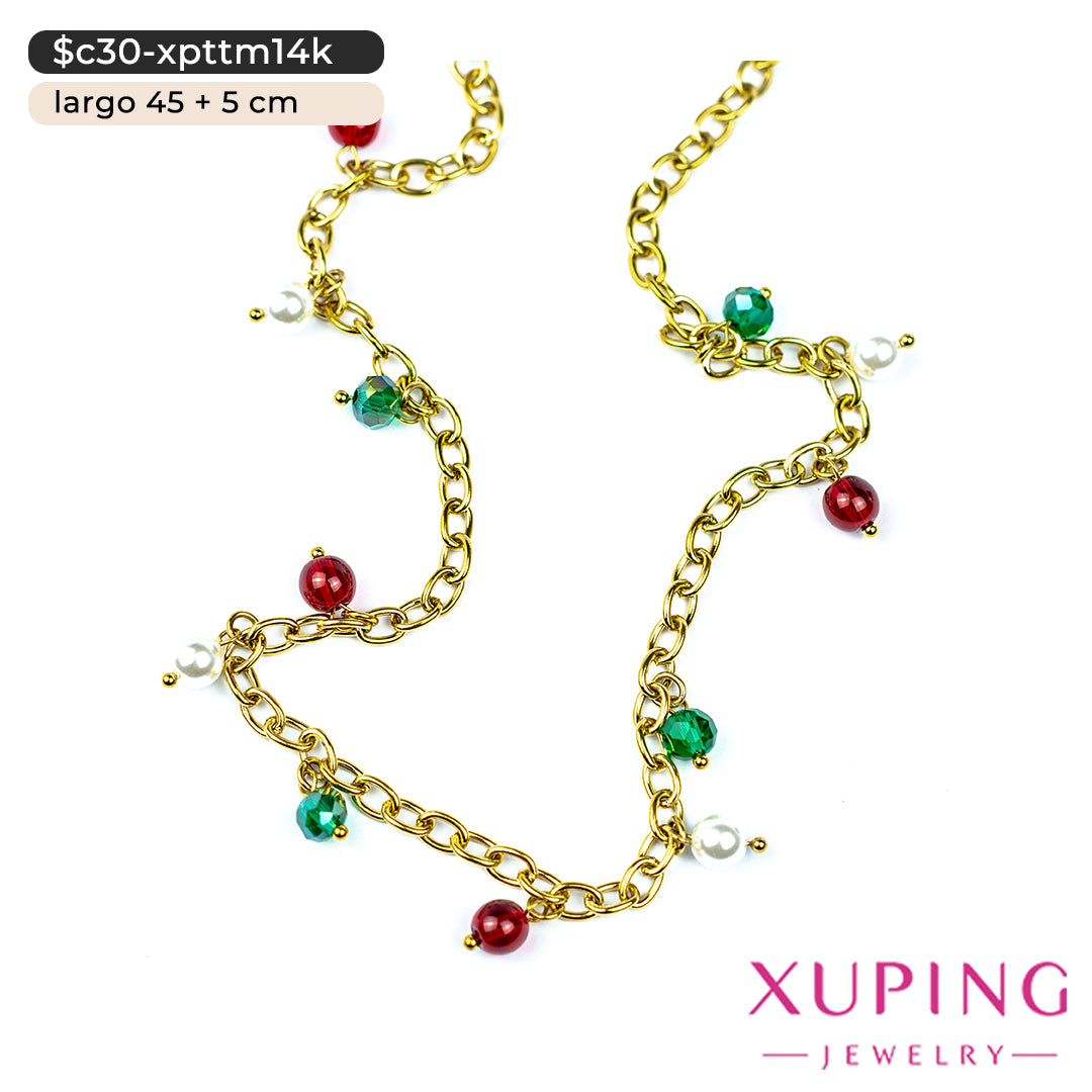 Gargantilla con colgantes en 14K | 45 cm