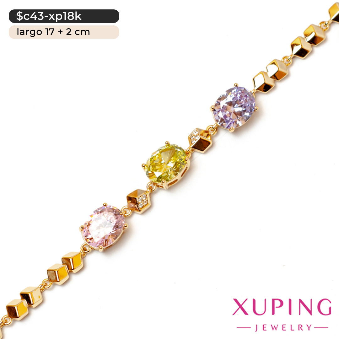 Pulsera de zirconias ovaladas | 17 cm