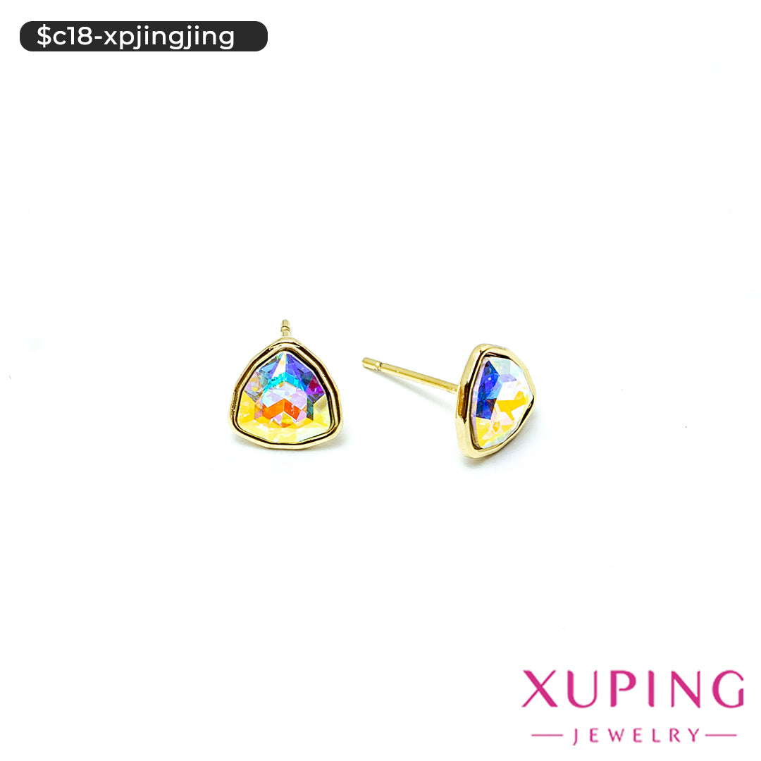Aretes pegados tornasol en 14K