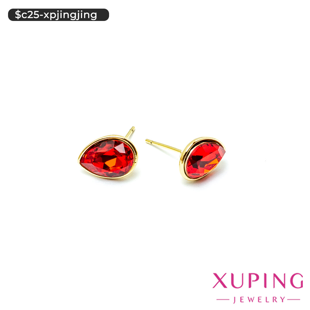 Aretes pegados de gota en 14K