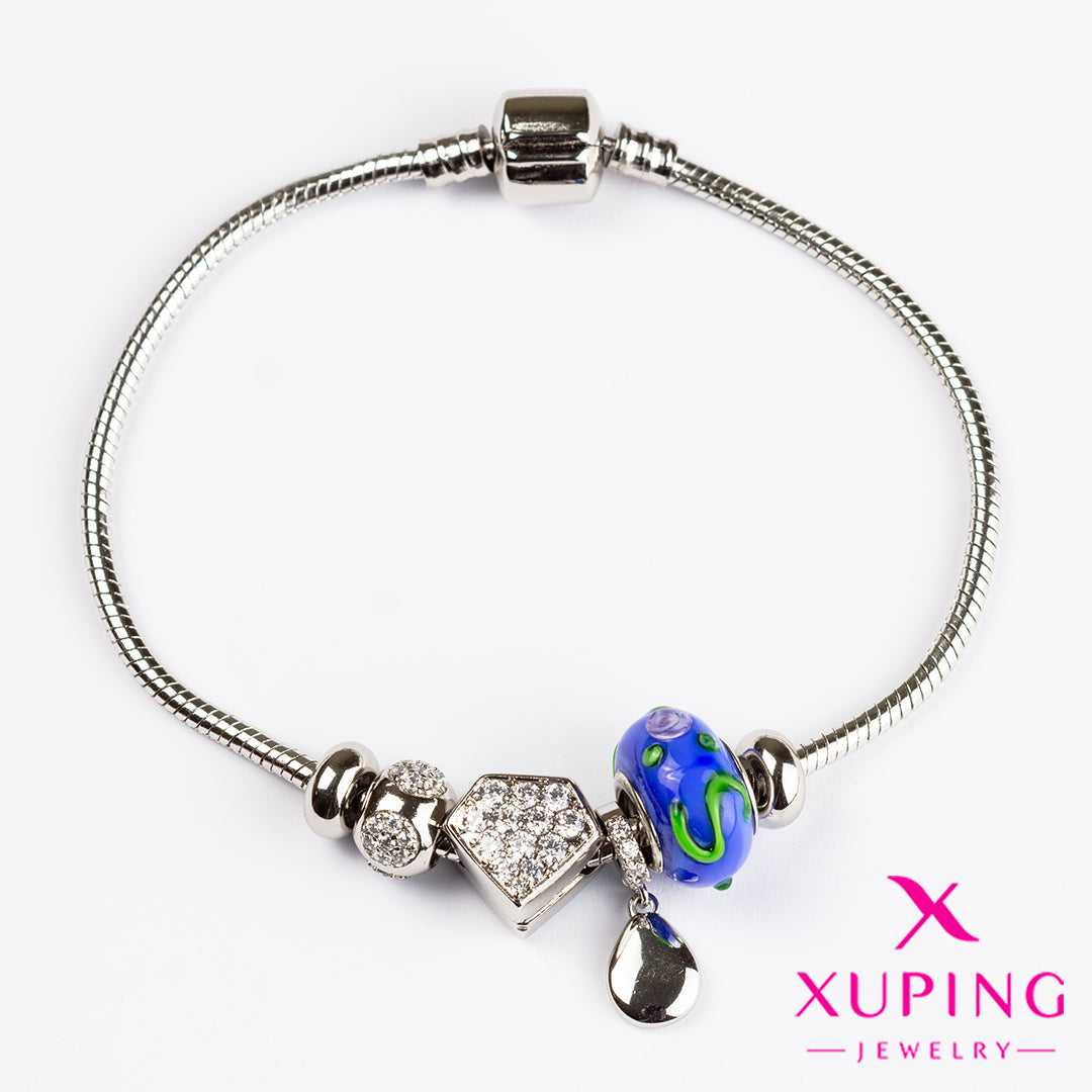 (XPH_00440) Pulsera con charms de diamante 21 cm