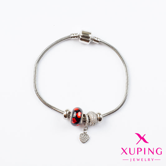 (XPH_00510) Pulsera con charms de corazón 20 cm