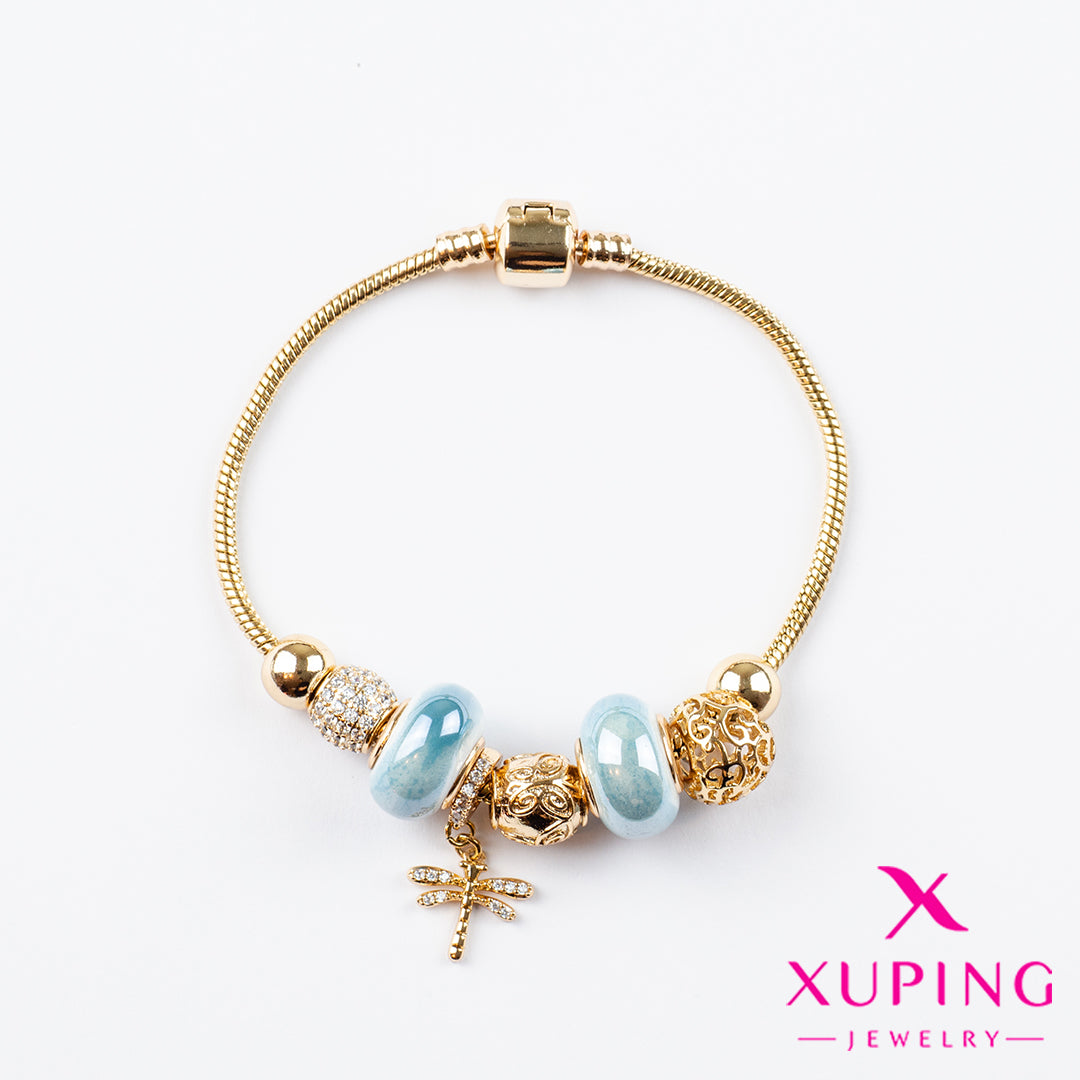 (XPH_00512) Pulsera con charms de libélula 19.5 cm