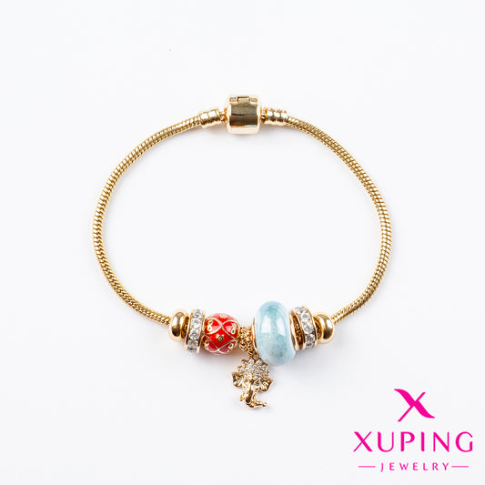 (XPH_00513) Pulsera con charms de elefante 19.5 cm