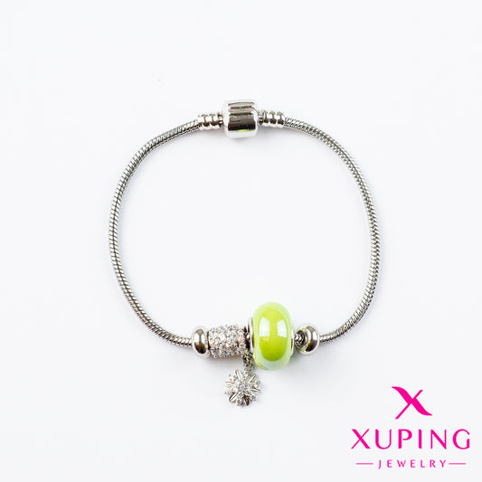 (XPH_00514) Pulsera con charms de flor 19.5 cm