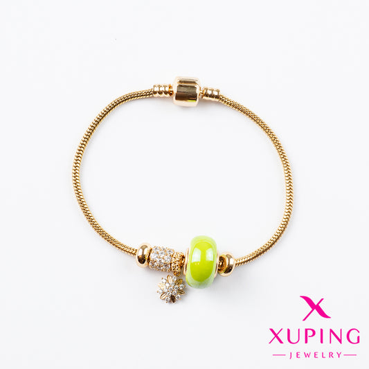 (XPH_00516) Pulsera con charms de flor 20 cm