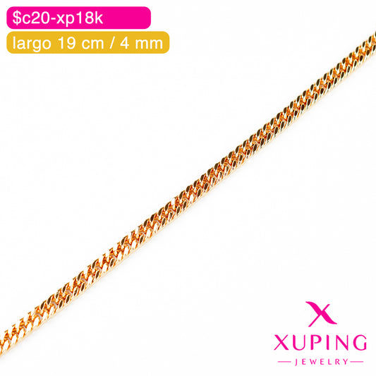 (XPH_00669) Pulsera eslabón cubano 19 cm / 4 mm