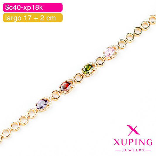 (XPH_00689) Pulsera de óvalos 17 + 2 cm