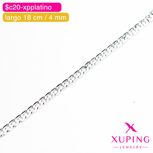 (XPH_00718) Pulsera eslabón cubano 18 cm / 4 mm