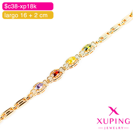 (XPH_00734) Pulsera de corazones 16 + 2 cm