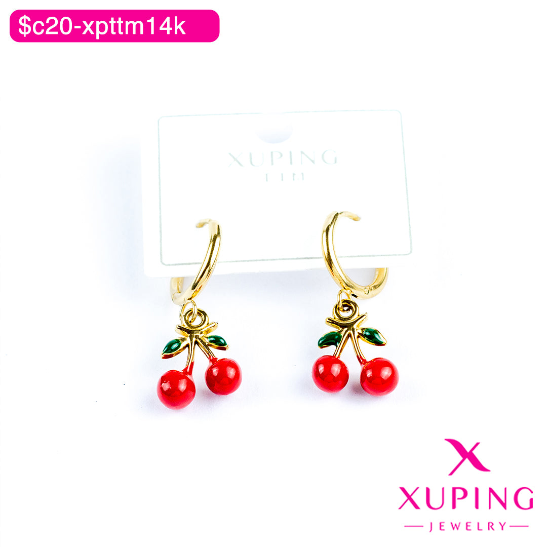 (XPB_03027) Aretes de cerezas 14K