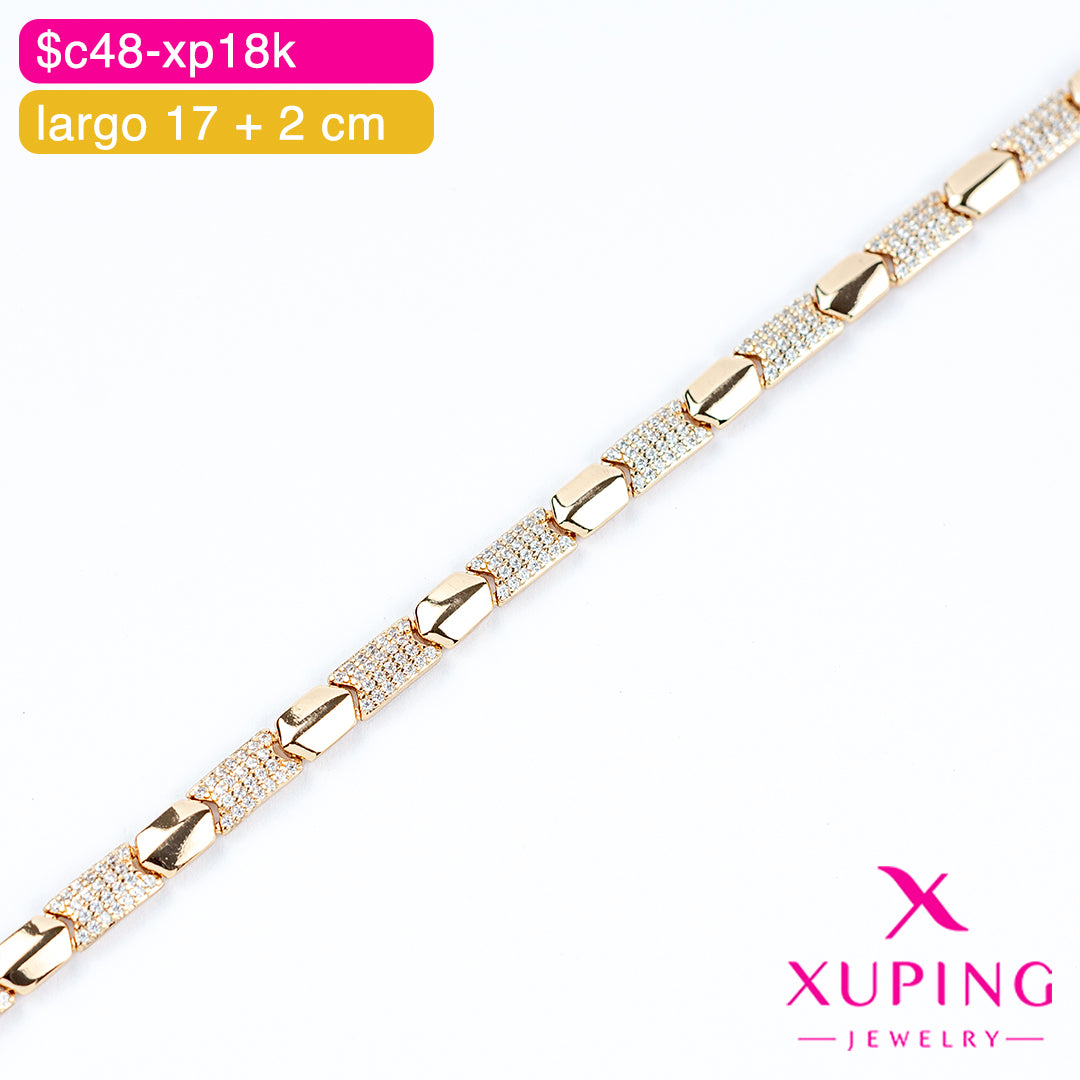 (XPH_00753) Pulsera de zirconias 17 + 2 cm
