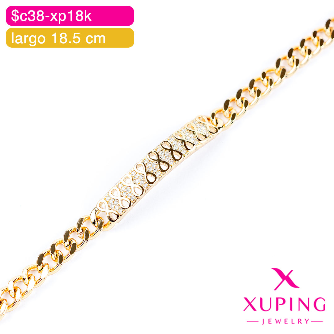 (XPH_00754) Pulsera de plancha con infinitos 18.5 cm
