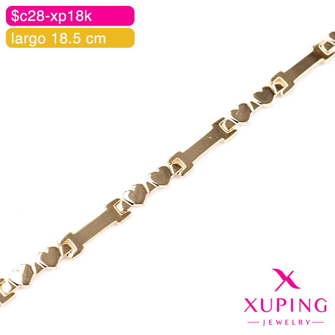 (XPH_00755) Pulsera de corazones 18.5 cm
