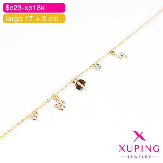(XPH_00758) Pulsera con colgantes 17 + 3 cm