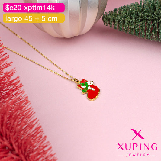 (XPE_00620) Gargantilla de bota navideña 14K - 45 + 5 cm