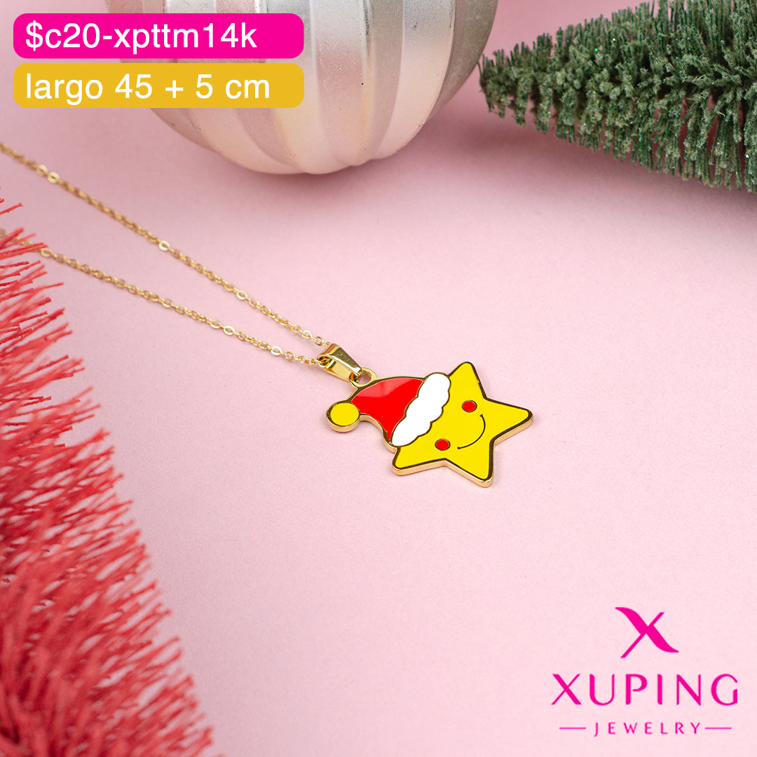 (XPE_00623) Gargantilla de estrella navideña 14K - 45 + 5 cm