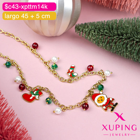 (XPE_00624) Gargantilla navideña 14K - 45 + 5 cm