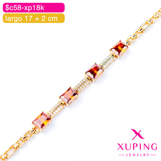 (XPH_00767) Pulsera de zirconias rectangulares 17 + 2 cm