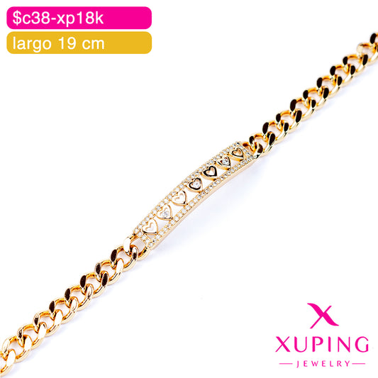 (XPH_00772) Pulsera de corazones 19 cm