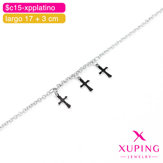 (XPH_00781) Pulsera de cruces 17 + 3 cm