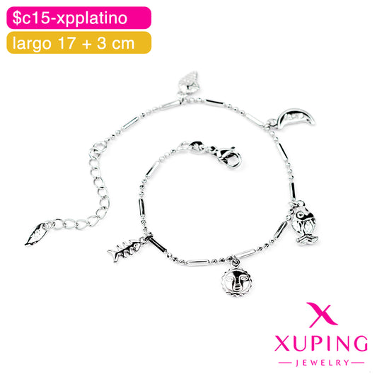 (XPH_00783) Pulsera con dijes 17 + 3 cm