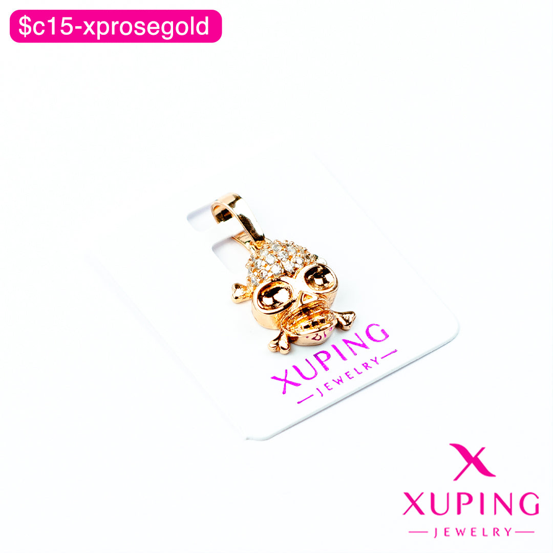 (XPF_00638) Dije de calavera | Oro rosa
