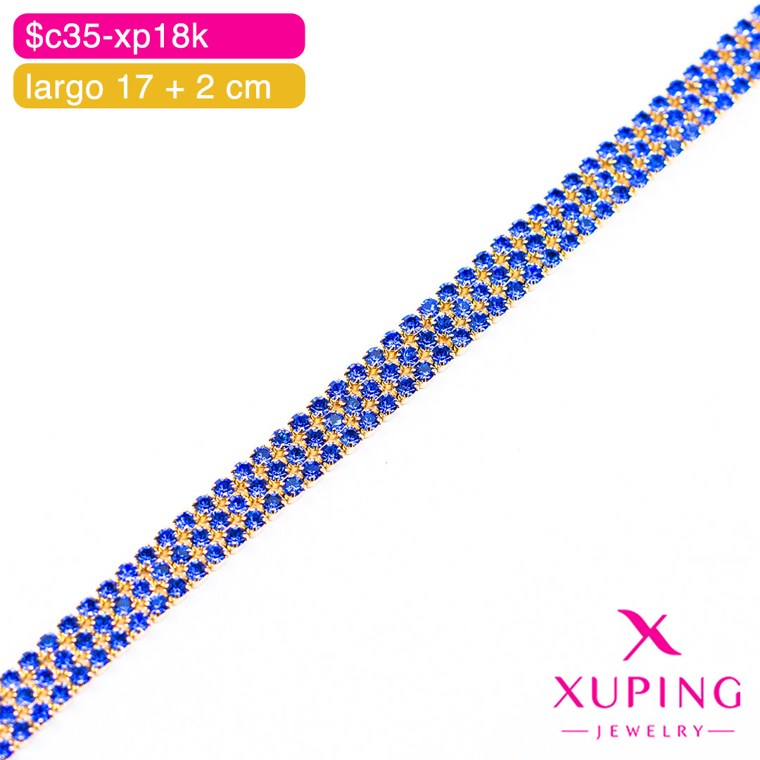 (XPH_00805) Pulsera de triple hilera 17 + 2 cm