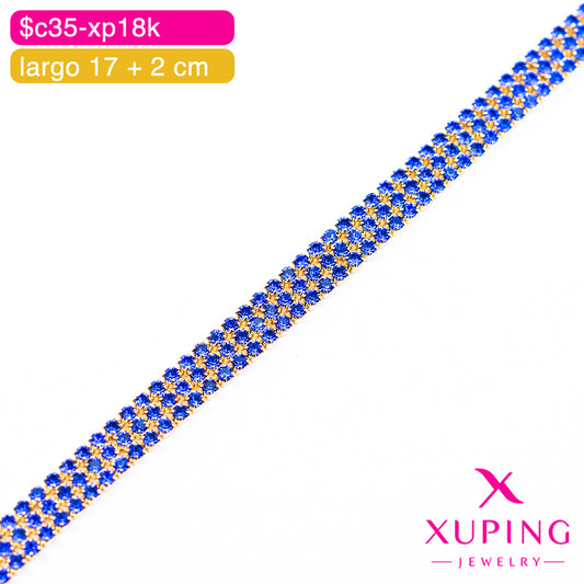 (XPH_00805) Pulsera de triple hilera 17 + 2 cm